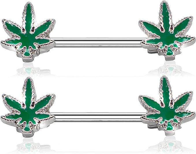 Weed Leaf Belly Button Bar