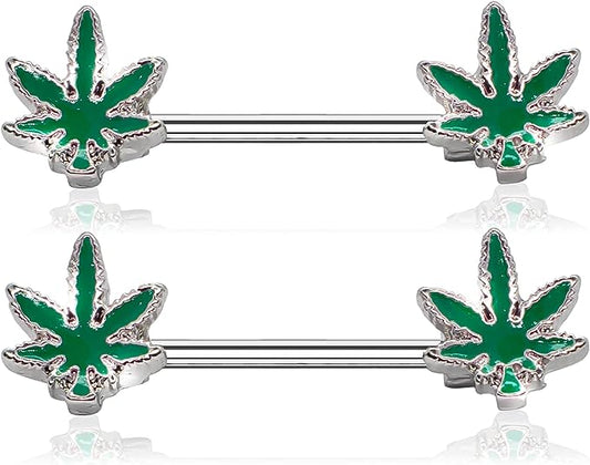 Weed Leaf Belly Button Bar
