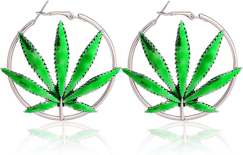 Weed Leaf Hoop Earrings