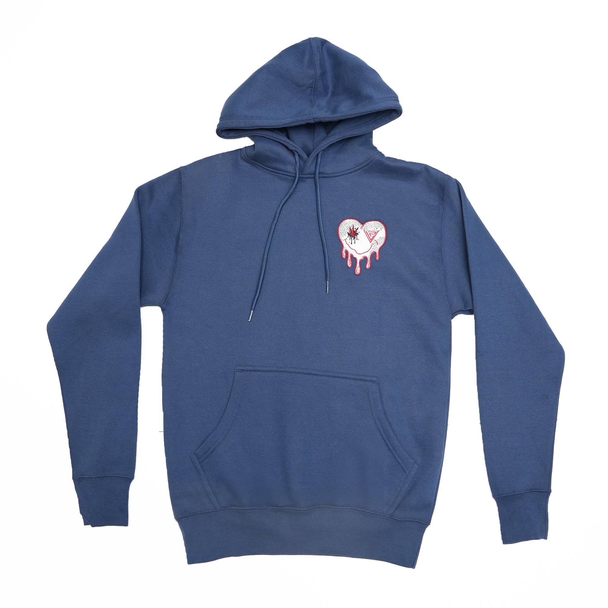 Heart Embordery Navy Hoodie