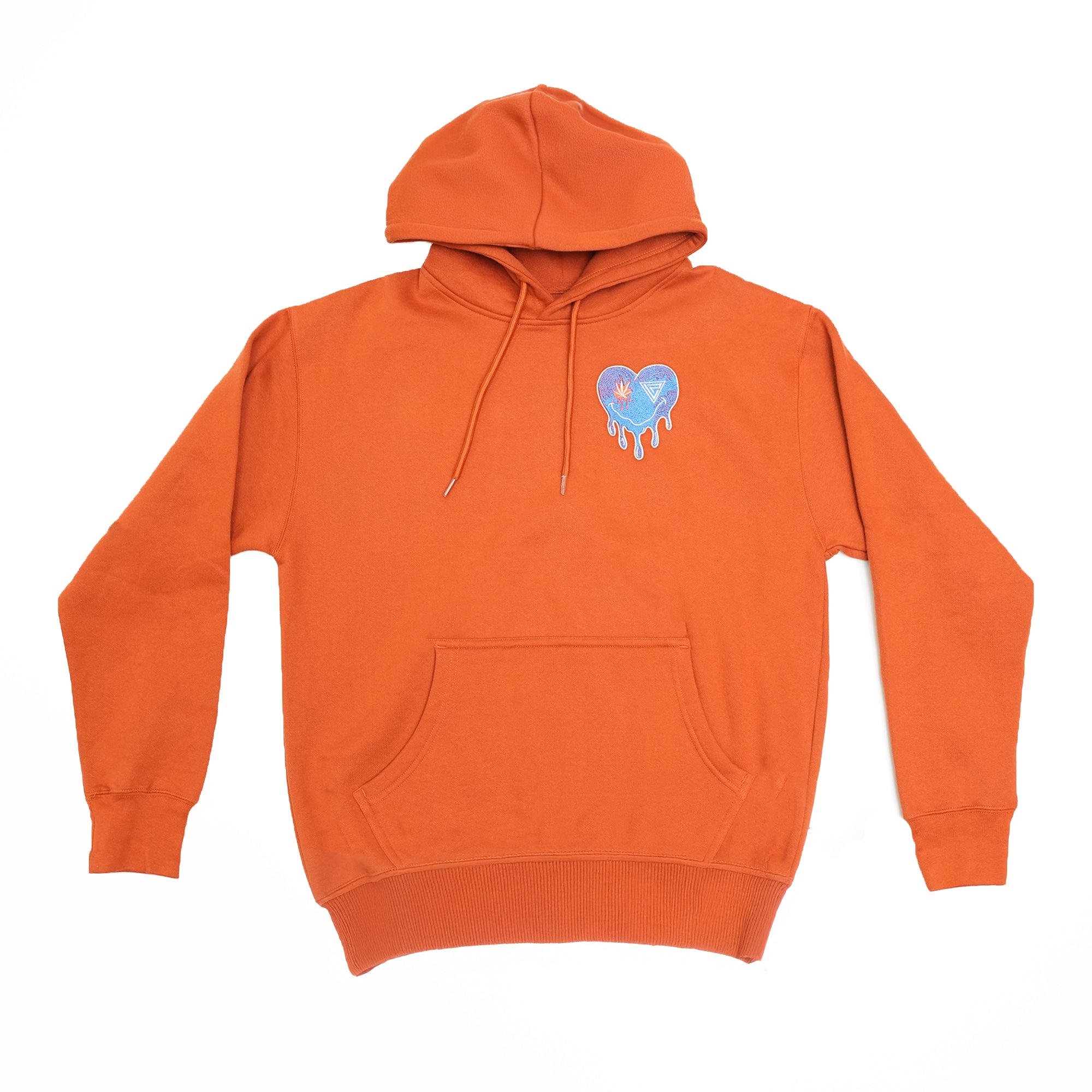 Heart Orange and Teal embroidery hoodie