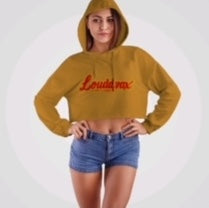 Girls Crop Hoodie Red&Gold Louddpax logo